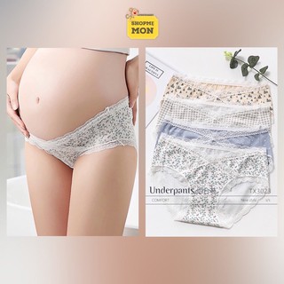 Quần lót bầu| quần lót cạp chéo| mẫu phối viền ren chất cotton