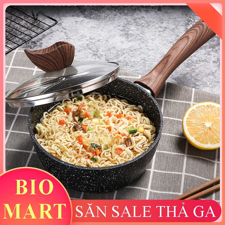 NỒI CHỐNG DÍNH - NỒI QUÁNH VÂN ĐÁ ĐÁY TỪ CHỐNG DÍNH - Có nắp đậy kính cường lực - Tiện lợi cho chiên, xào, kho thức ăn