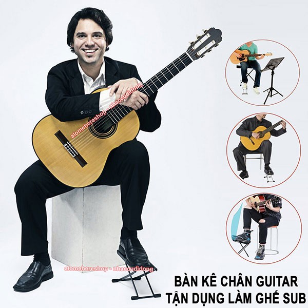 Bàn kê chân đánh guitar dễ dàng gấp gọn có thể tận dụng làm ghế sub linh hoạt