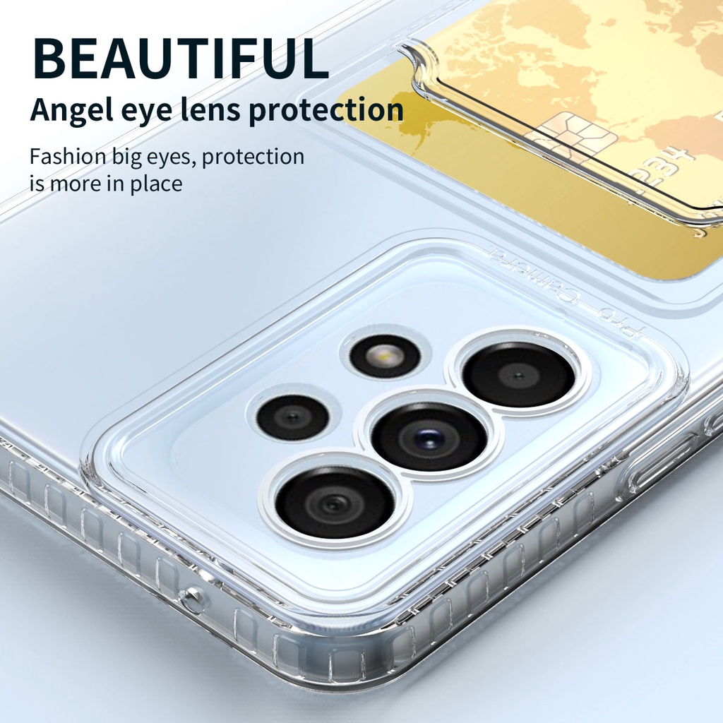 Ốp Điện Thoại Mềm Trong Suốt Chống Sốc Kèm Ngăn Đựng Thẻ Cho Samsung S21 Plus S22 S21 S20 FE Note 20 Ultra Plus 10 + 9 8