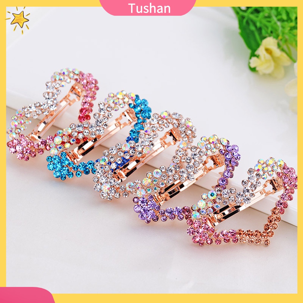 Kẹp tóc đính đá hình trái tim