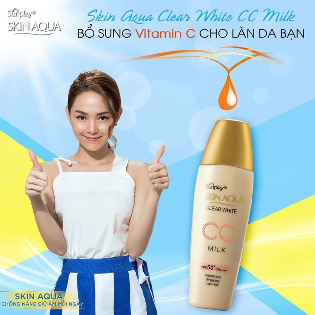 Kem chống nắng tạo nền hàng ngày Sunplay Skin Aqua Clear White CC milk 25g