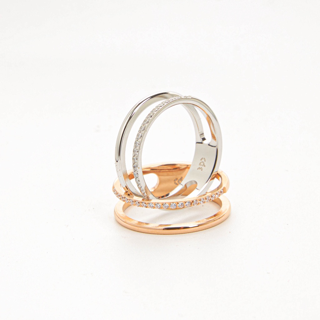Nhẫn CDE Elsa Crystal Dual Rose Gold Ring CDE8027
