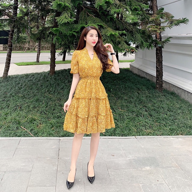 Váy lụa chun eo bồng bềnh, sang chảnh