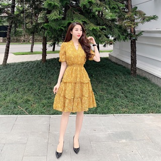 Váy lụa chun eo bồng bềnh, sang chảnh