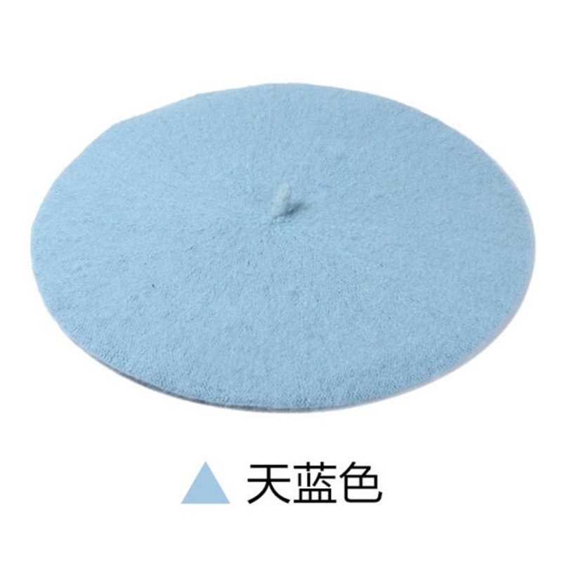 【sweet】Korean Women retro Classic Warm Hairy Beret Hat candy color Fedora Beanie Cap