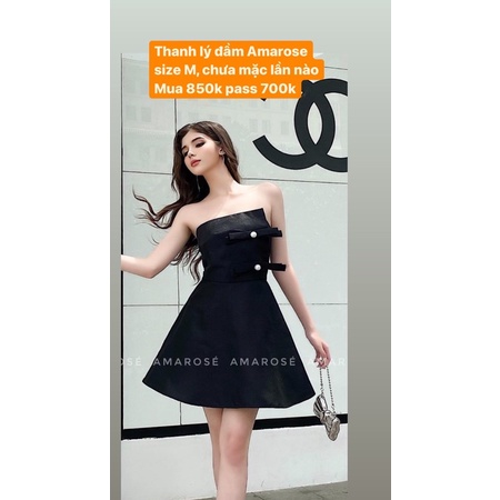 Pass thanh lí Đầm cúp ngực CÉCI DRESS phối nơ và ngọc chai Amarose