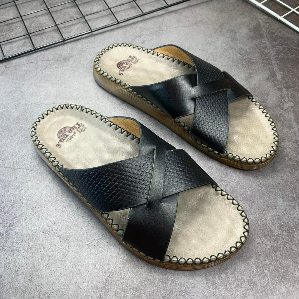 Dép doctor quai chéo KHÔNG THẤM NƯỚC da bò thật PN-76