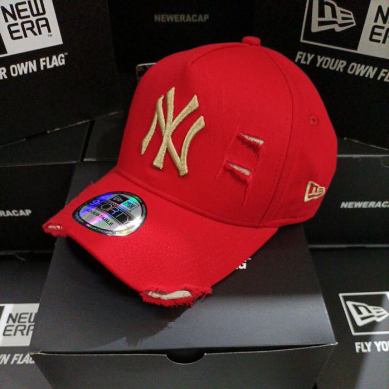 Ny Damage Red - Logo Vàng / Khung 9Forty