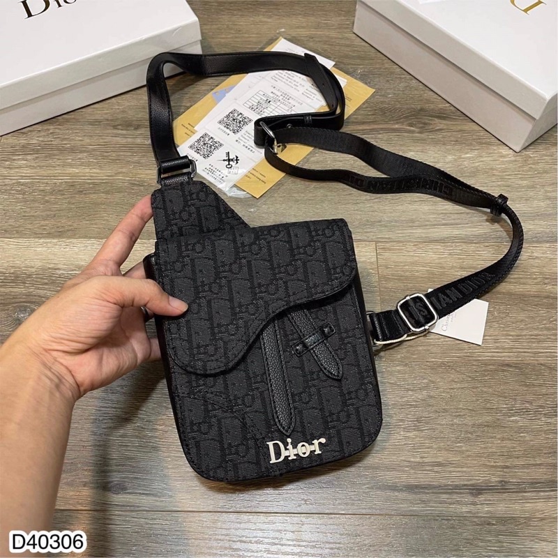 Túi Chéo D.ior Vải Cavas Thêu Hoạ Tiết - Bag Đeo Chéo Nam Nữ Cao Cấp - Túi Dior Full Box