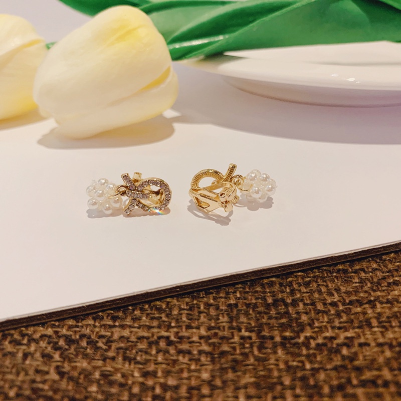Bông Tai Ngọc Trai Đính Kim Cương Giả Thời Trang Chất Lượng Cao Dễ Phối Đồ
