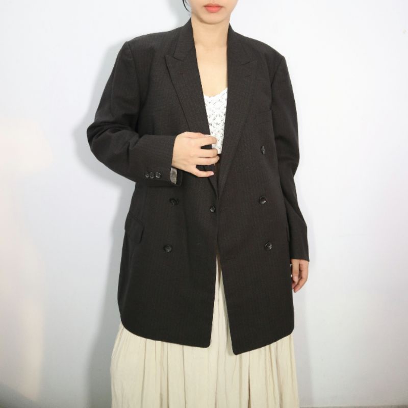 Áo blazer menswear xám chất sợi màu