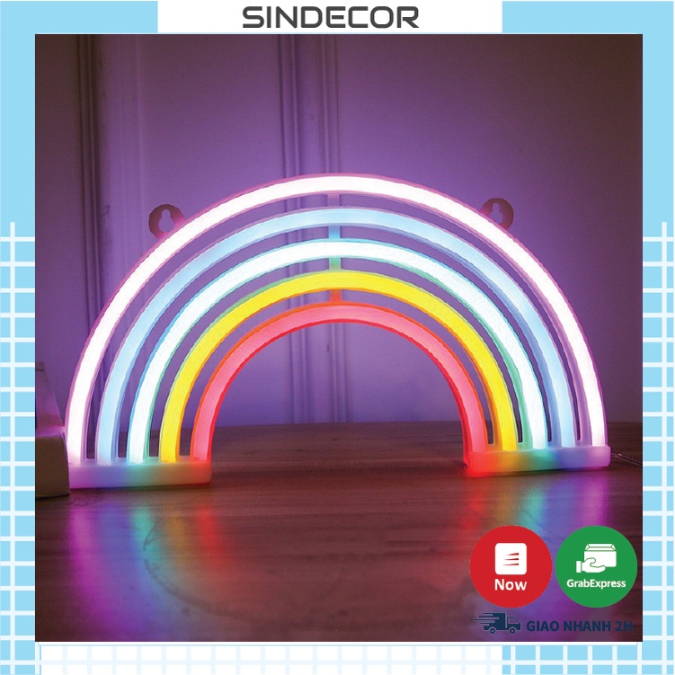 Đèn Led neon cầu vồng rực rỡ trang trí phòng ngủ phòng livestream Sindecor