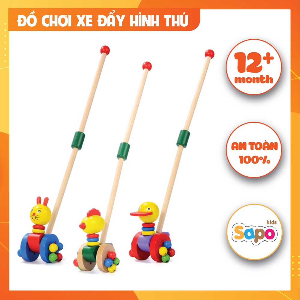 Đồ chơi xe đẩy gỗ hình thú cho trẻ sapo kids