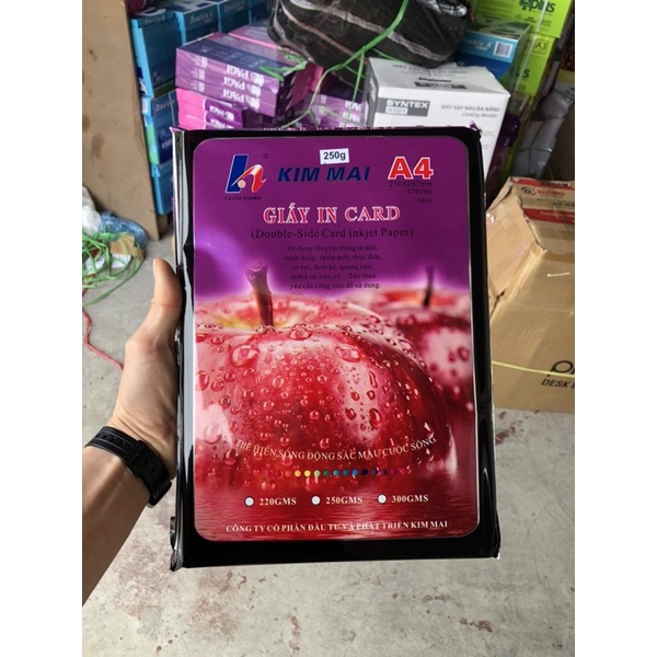 Giấy in card Kim Mai định lượng 250gsm 50 tờ/ tập, giấy in phun 2 mặt Kim Mai tím chất lượng