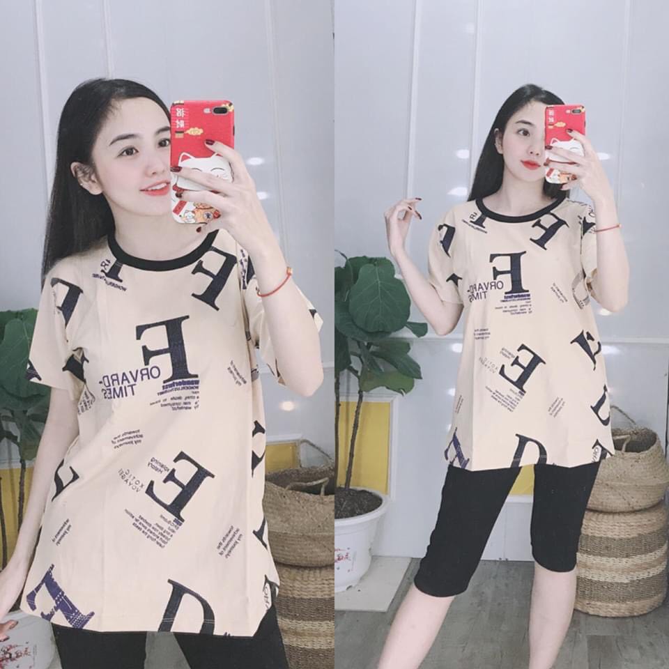 Đồ Bộ Mặc Nhà Nữ Set Đồ Mặc Nhà Chất Liệu Cotton Lửng In Chữ Siêu Đẹp Có Size 40-75kg - CT30