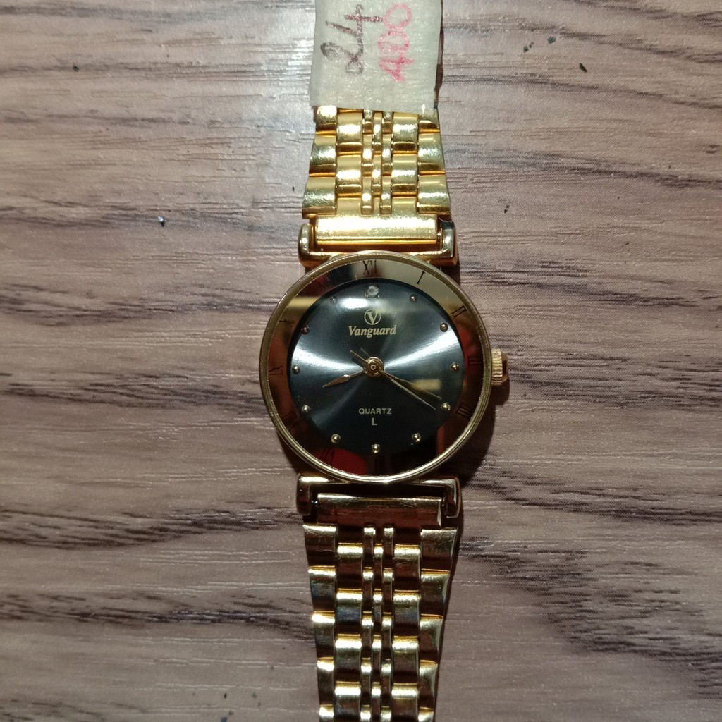 Đồng hồ nữ Vanguard 22mm mặt tròn, dây kim loại, mạ vàng 24k