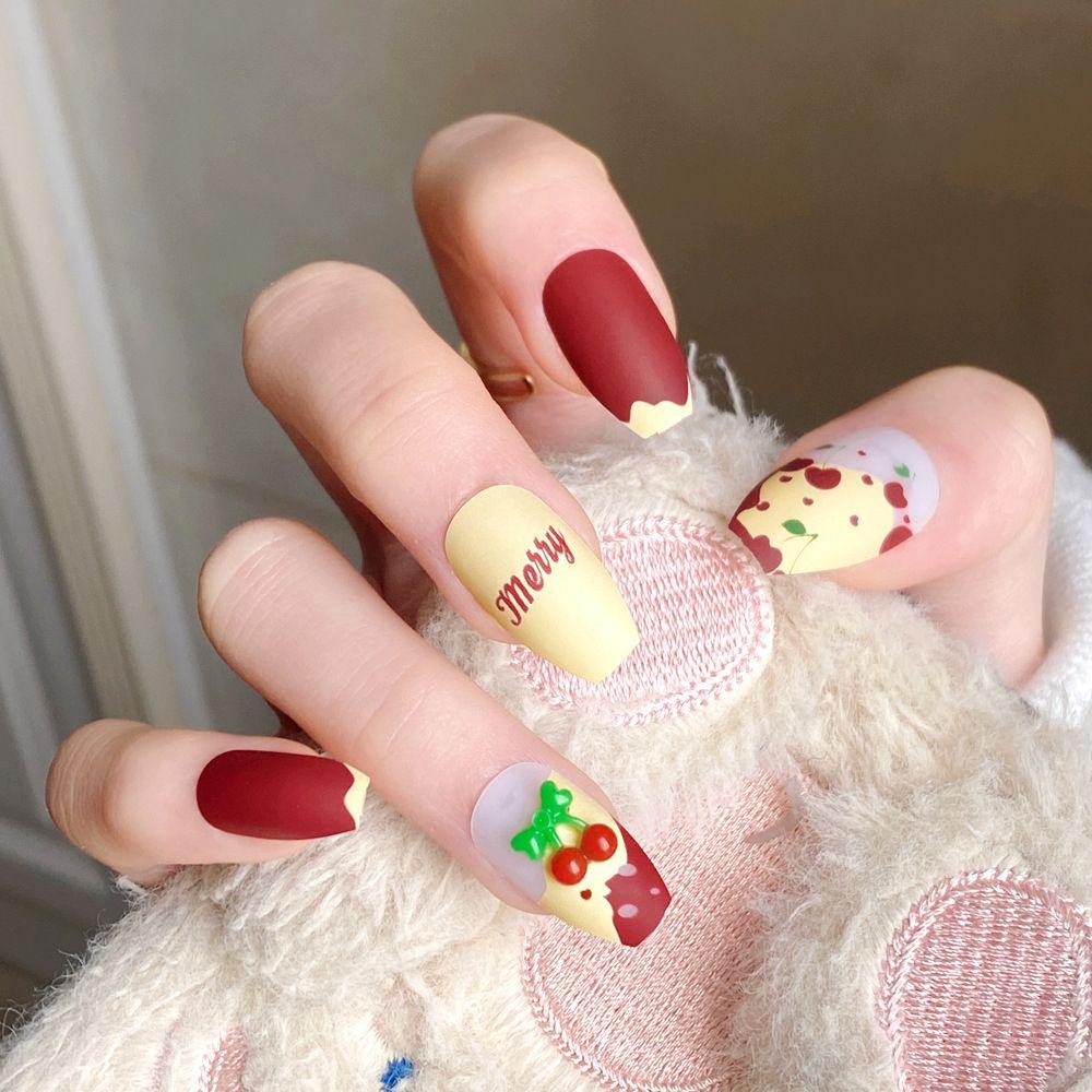 Bộ Móng Tay Giả Hình Gấu Cherry Hoạt Hình 3D Có Thể Tháo Rời