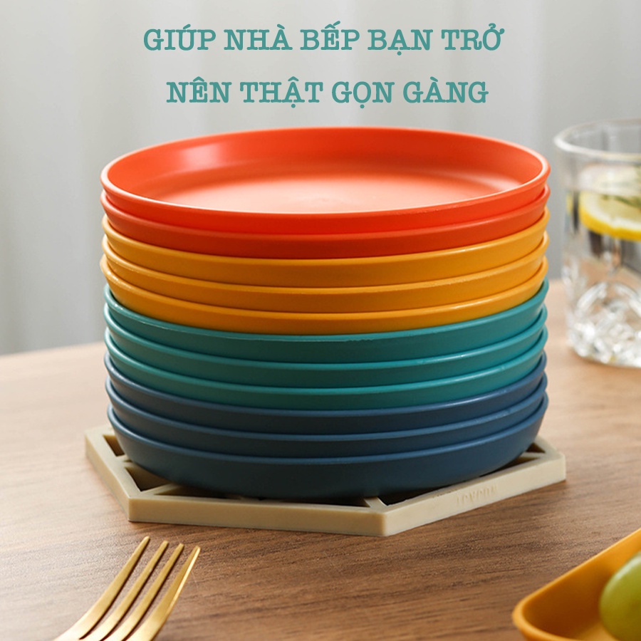 Đĩa Nhựa Decor Nhiều Màu , Đĩa Nhựa Đựng Đồ An Toàn Kèm Khay Đựng Đĩa Z015