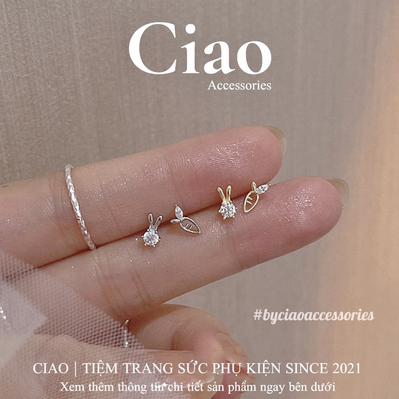 [HOẢ TỐC 1H] Khuyên tai/ Bông tai mạ bạc S925 thiết kế đính đá xinh xắn Anie Tiny Ciao