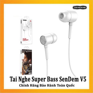Tai Nghe in ear nhét tai kèm mic SENDEM V5 Sport Siêu Bass trầm nghe ổn Thể Thao