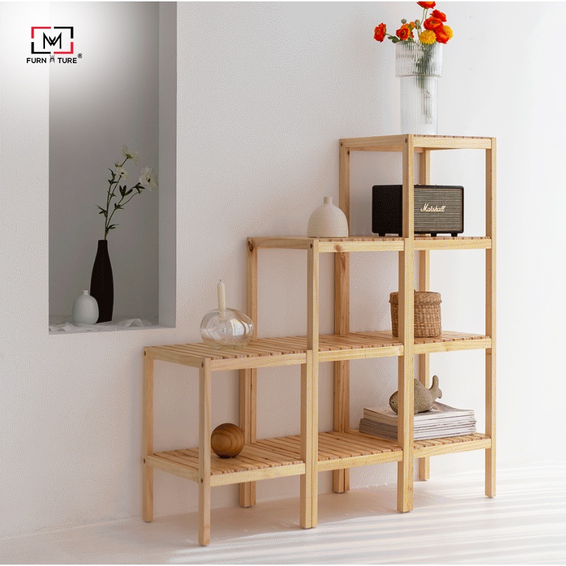 Combo 3 kệ gỗ đa năng màu gỗ phong cách hàn quốc thương hiệu MW FURNITURE
