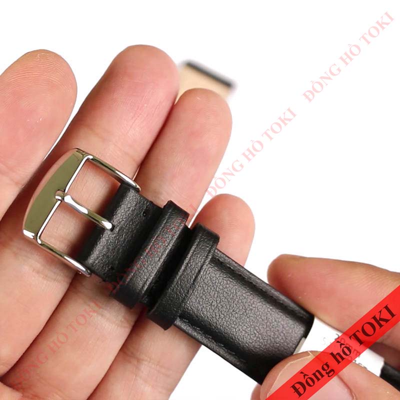 Dây da đồng hồ ZRC Pháp dòng MIAMI da bê màu đen vân trơn