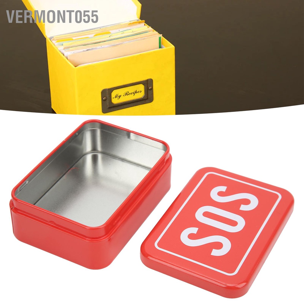 Vermont055 Hộp sắt sinh tồn mini SOS đựng đồ tại hiện trường di động Bộ lưu trữ dụng cụ khẩn cấp cho cắm trại ngoài trời