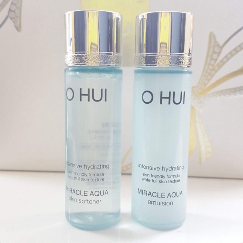 Cặp Sưa dưỡng và nước hoa hồng Ohui Miracle Aqua Cấp Nước Cho Da Căng Mọng, Kiềm Dầu, Se Khít Chân Lông 20ml + 20ml. Chư