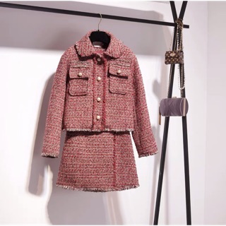 ORDER - Set dạ tweed đỏ khuy trai QCCC - MẪU MỚI NHẤT TẾT 2019