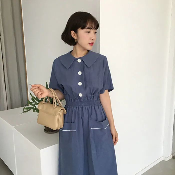 Đầm Ren Tay Dài Cổ Búp Bê Phong Cách Hàn Quốc Thời Trang Cho Nữ