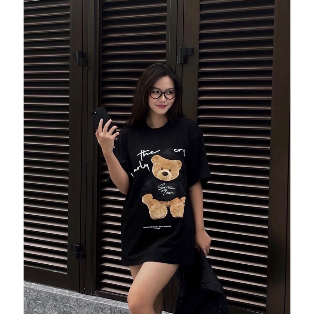 Áo thun tay lỡ swin teddy cho bé , áo phông gia đình unisex , TP KIDs MSP 1245