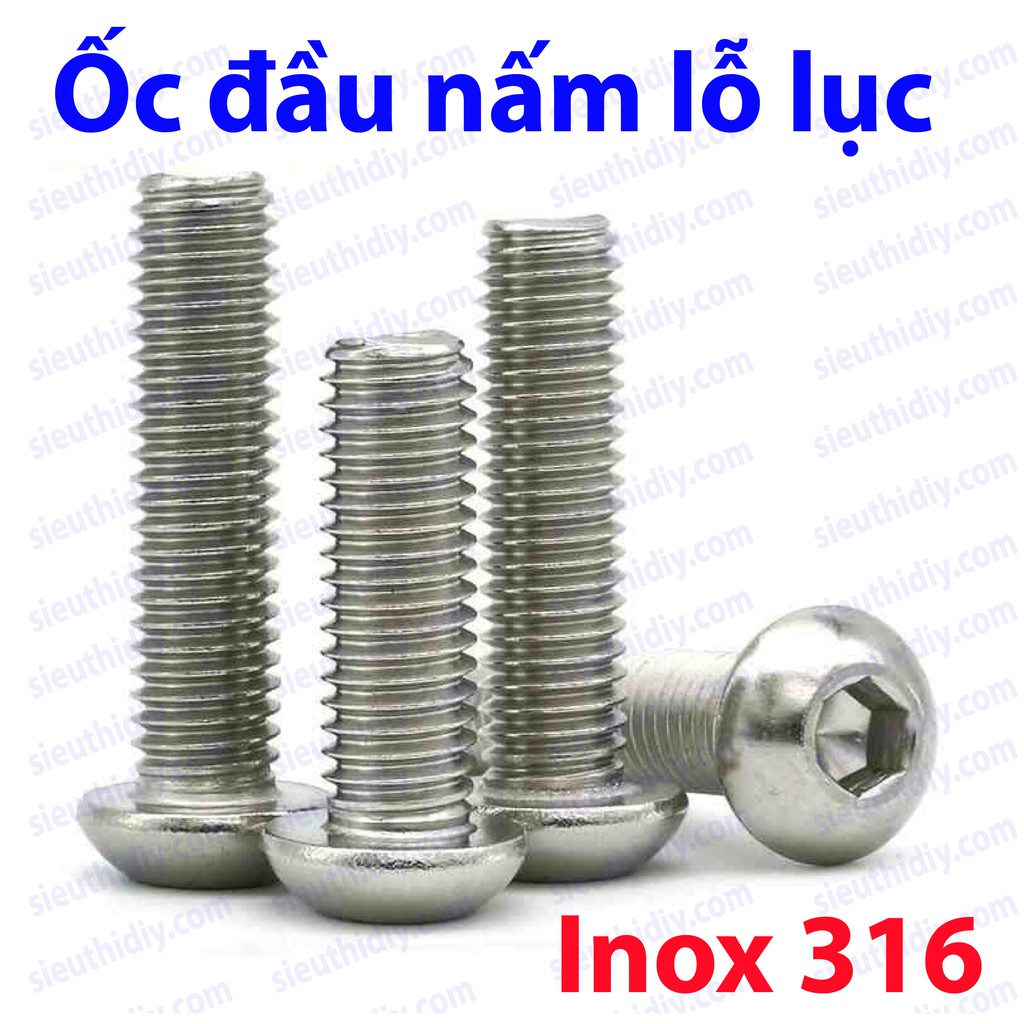 Ốc vít M4M5M6 đầu nấm lỗ lục- thép không gỉ 304/316