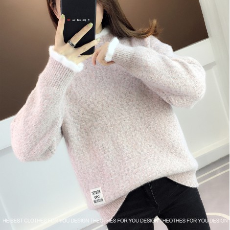 Áo Len Nữ Dày Phối Màu Cổ Và Tay Áo Phối Len Trắng Đáng Yêu- LENCTP16 | BigBuy360 - bigbuy360.vn