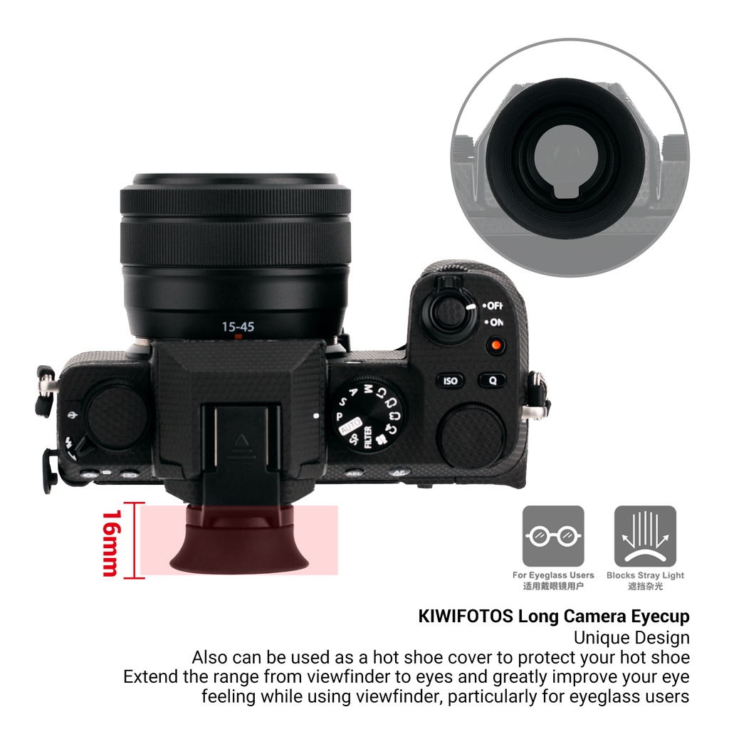 Kiwifotos KE-XS10 Kính ngắm Nâng cấp Ngàm bảo vệ mắt Mở rộng cho Máy ảnh Fuji Fujifilm X-S20 X-S10 X-T200 XS20 XS10 XT200