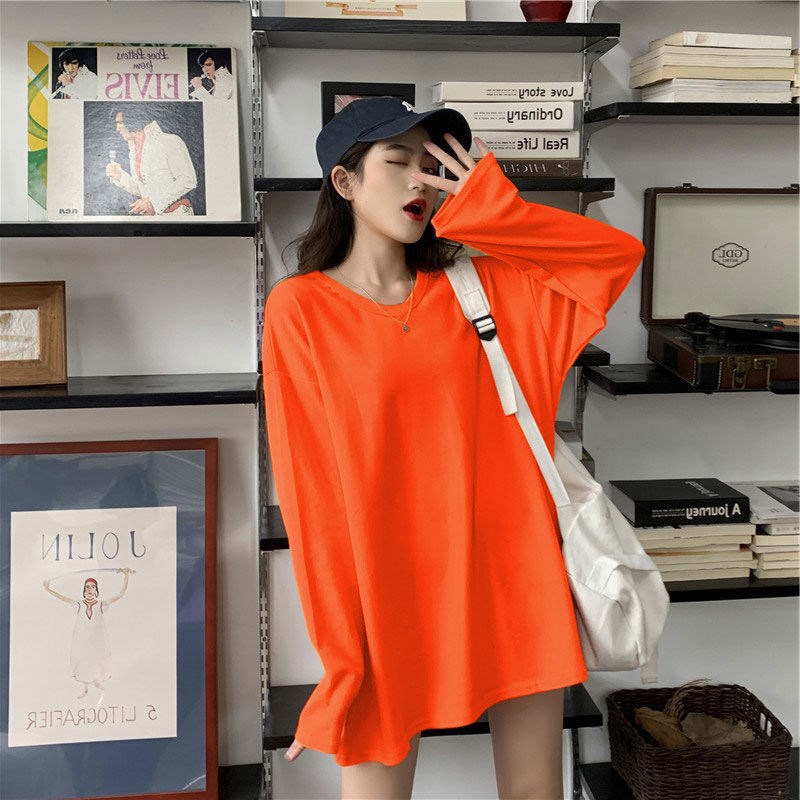 Áo Thun Tay Dài Dáng Rộng Phong Cách Hàn Quốc Dành Cho Nữ