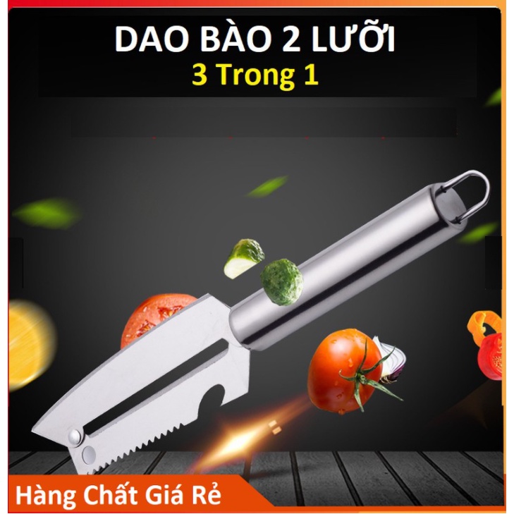 Dao Thái Lan Gọt Trái Cây Đa Năng 3 Trong 1 Bằng Thép Không Gỉ, Hàng Dày Dặn, Chắc Chắn