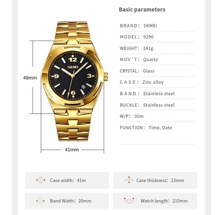 Đồng Hồ Quartz Nam Hiển Thị Ngày 30M Chống Thấm Nước SKMEI