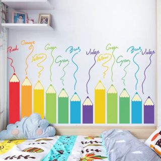 Decal dán tường bút chì màu