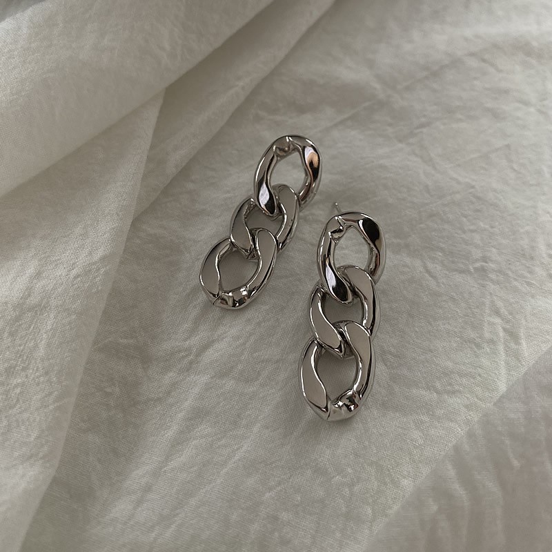 Khuyên Tai Dây Xích Chất Liệu Kim Loại C33 Phong Cách Hàn Quốc