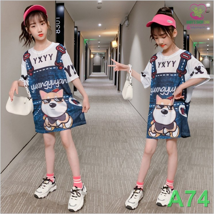 ĐẦM BÉ GÁI CHÚ CHÓ A74 - Size Đại - Dành cho Mẫu Giáo & Tiểu Học