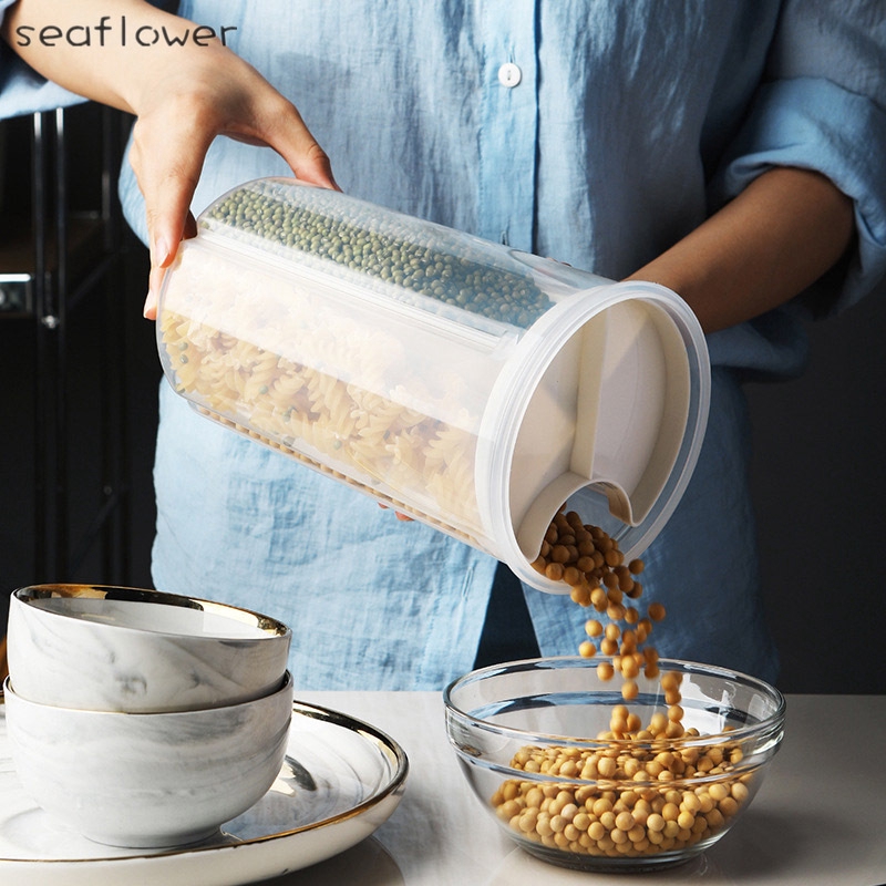 Hộp bảo quản các loại hạt chia ngăn có nắp chống ẩm mốc tiện dụng cho nhà bếp