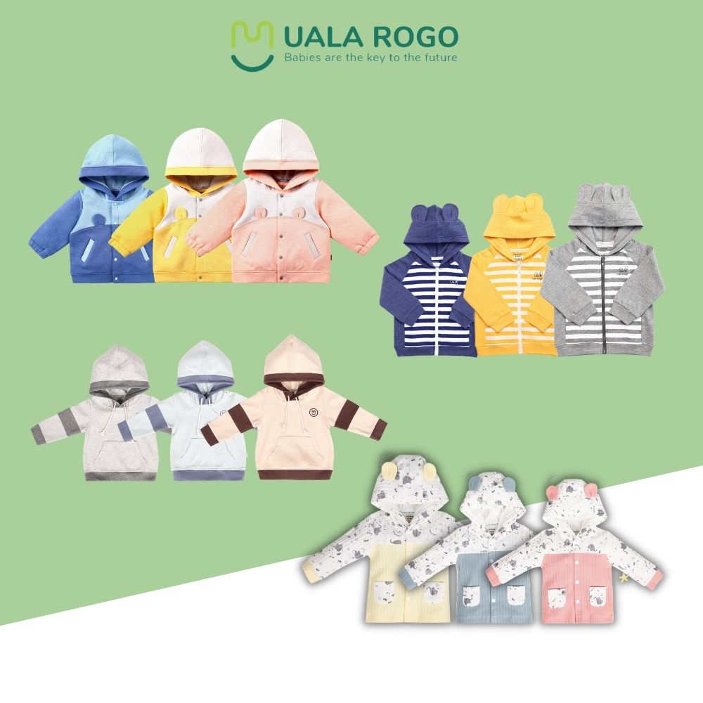 [FULL] Áo khoác cho bé Ualarogo 6M-36M có mũ vải cotton nỉ siêu ấm