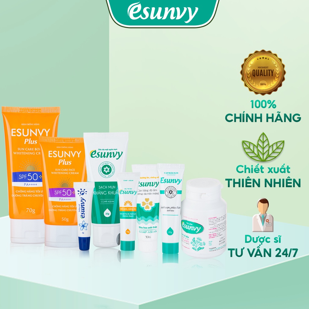 Trọn Bộ Esunvy “Em Xinh Đẹp” - Giúp Sạch Mụn, Hết Thâm, Mờ Sẹo, An Toàn Dùng Cho Mọi Loại Da EXD