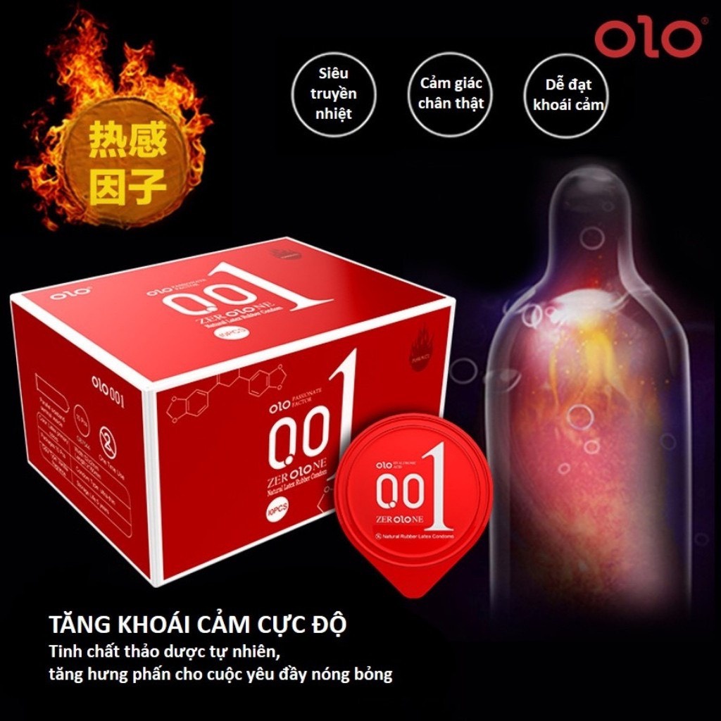 Bao Cao Su Siêu Mỏng OLO 001 Đỏ Nữ Thần [HỘP 10] X2 GEL bôi trợ tăng ham muốn