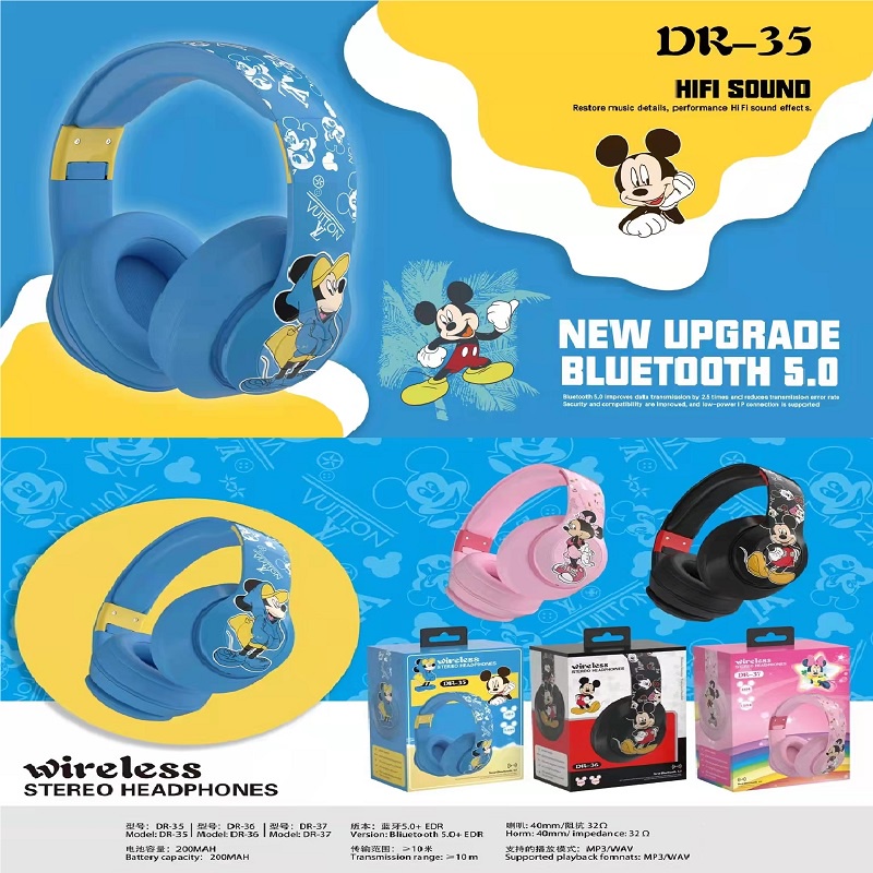 Tai Nghe Chụp Chup Tai Bluetooth Không Dây Chống ồn Blutooth Chơi Chơi Game Tai Nghe Pro Gameming Gaming Android Người Nhện Disney Mickey Mouse Marvel Spiderman Captain America Headphone Có Mic