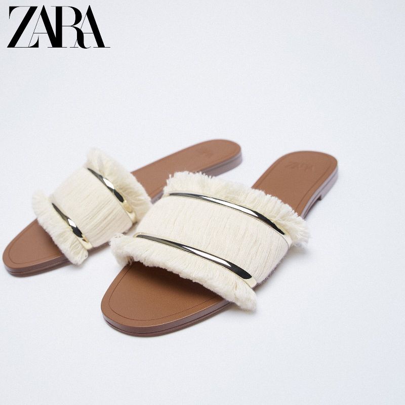 Zara Dép bệt quai tua rua