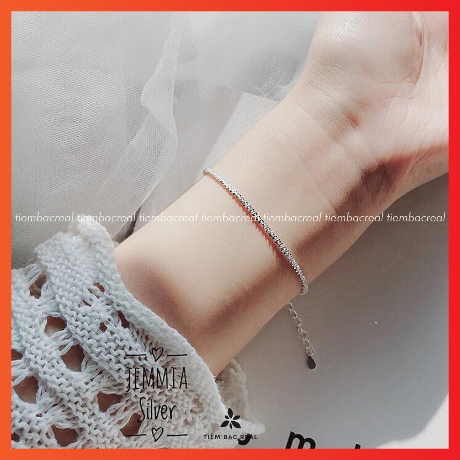 Lắc tay dây bông xù chất liệu bạc ta, lắc tay bạc thiết kế đơn giản, tinh tế
