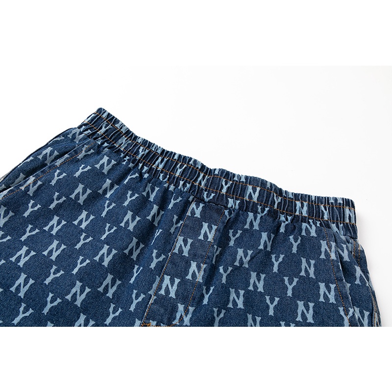 ❤❀  ❤ Quần Short Cotton Dáng Rộng Thêu Chữ MLB NY Thời Trang Đường Phố Mới Unisex