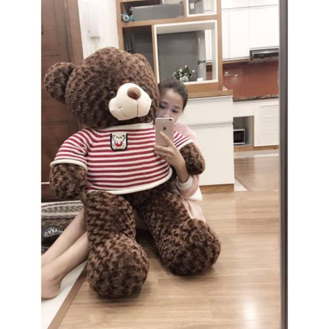 Gấu bông Teddy Cao Cấp khổ vải 1m2 Cao 1m màu Nâu hàng VNXK